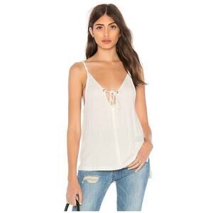 We The Free Scarlett Ivory Ribbed Relaxed Tank Top Lace Up Medium